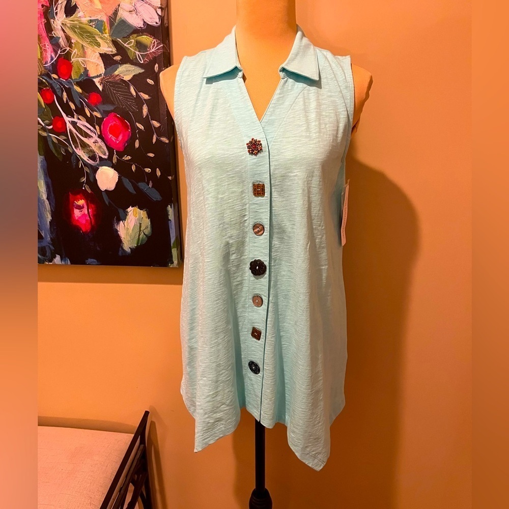 NWT Soft Surroundings Light Blue Sleeveless Top